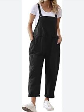 Amazon Women's Black Relaxed Fit Overalls Jumpsuit